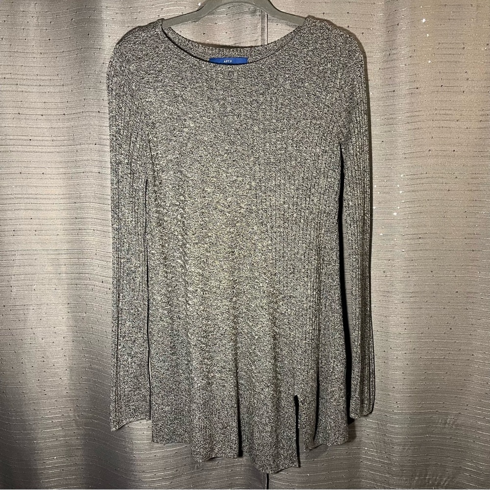 Apt.9 Long Sleeve Shirt With Cutout Rayon Size‎ Small Gray/Silver Multi-Color